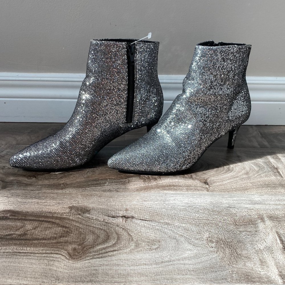 Sequined Kitten Heel Ankle Boots